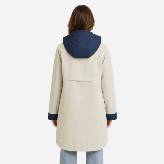 Color-Block Hooded Long Coat-Fowsa