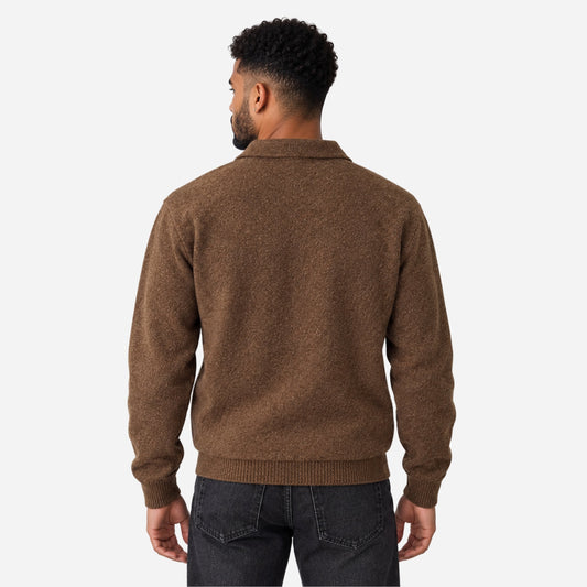 Men's Polo-Collar Knitted Jumper-Fowsa