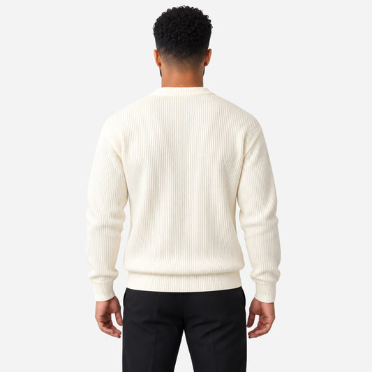 Men’s Ribbed Crew Neck Knitted Jumper-Fowsa