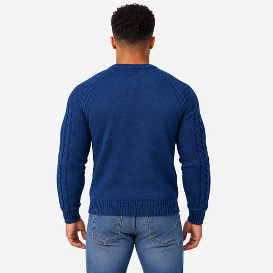 Men’s Textured Crew Neck Knitted Jumper-Fowsa
