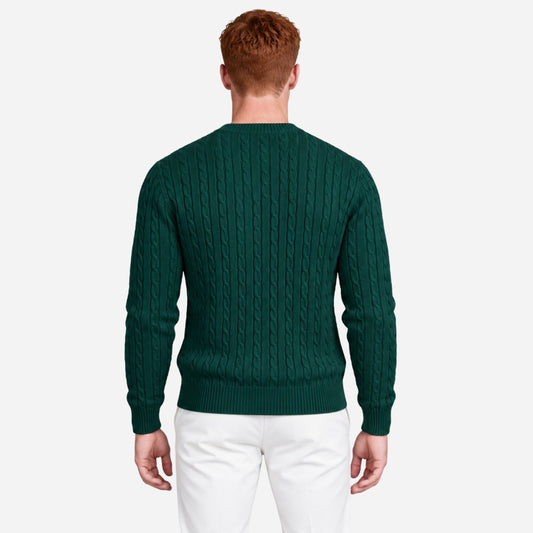 Men’s Vertical Cable Knit Crew Jumper-Fowsa