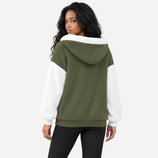 Women's Color-Block Hooded Fleece Jacket-Fowsa