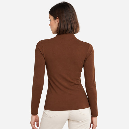 Women's Cross-Neck Fitted Long-Sleeve Jumper-Fowsa