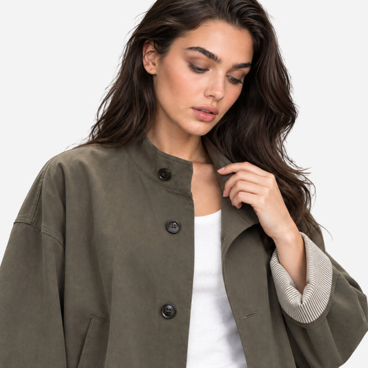 Women's High-Collar Button Jacket-Fowsa