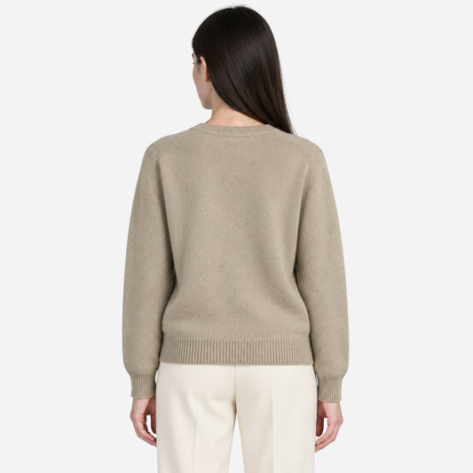 Women's Minimalist Crew-Neck Knitted Jumper-Fowsa