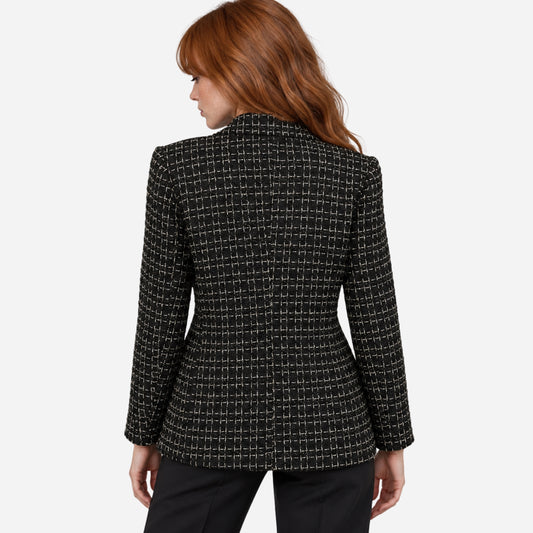Women’s Textured Double Breasted Blazer Jacket-Fowsa