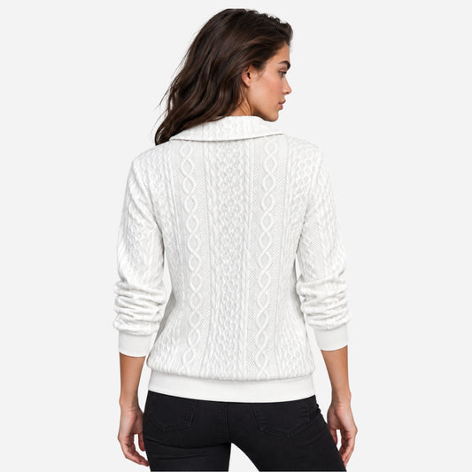 Women's Textured Half-Zip Knitted Jumper-Fowsa