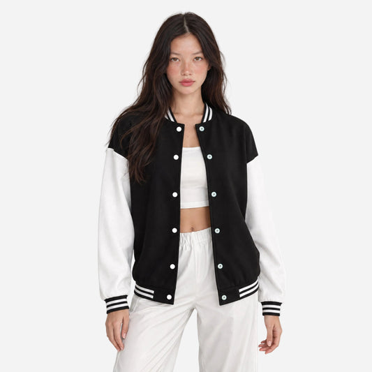 Women's Fleece-Lined Varsity Jacket-Fowsa
