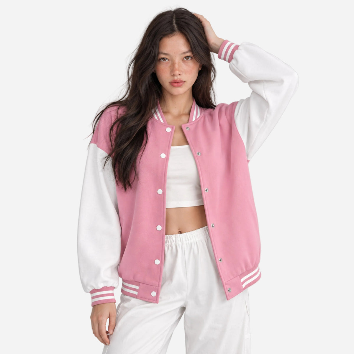 Women's Fleece-Lined Varsity Jacket-Fowsa