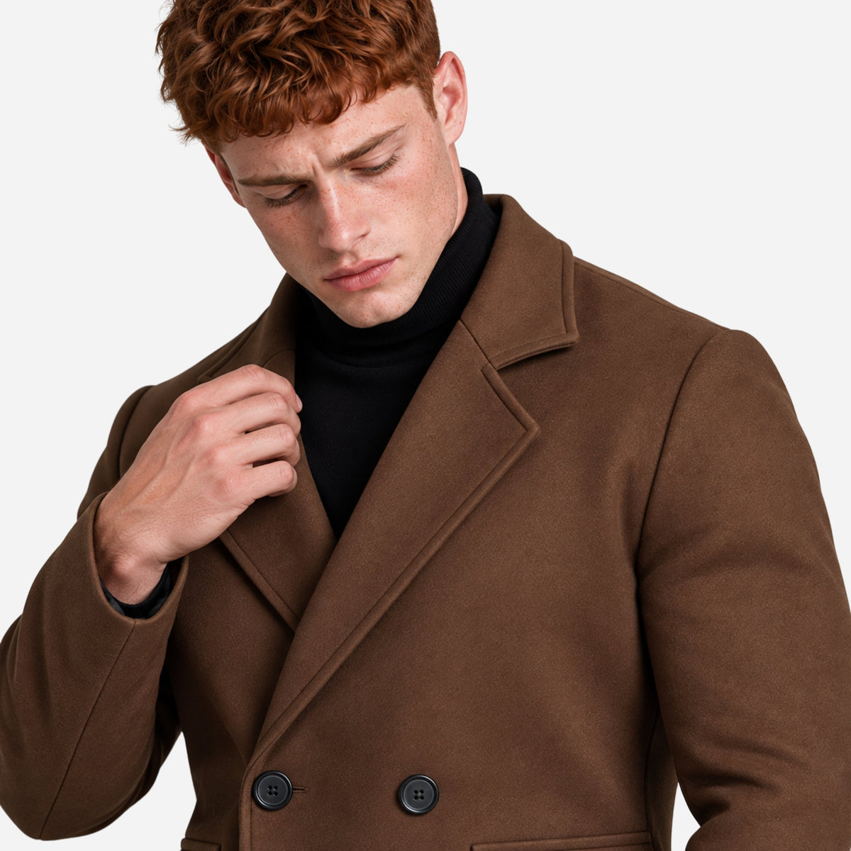 Men’s Double-Breasted Mid-Length Coat