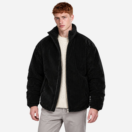Men’s Ribbed Stand Collar Zip Jacket