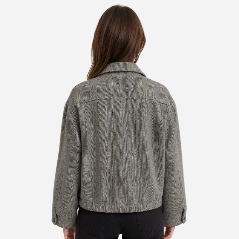 Houndstooth High-Collar Wool Coat-Fowsa