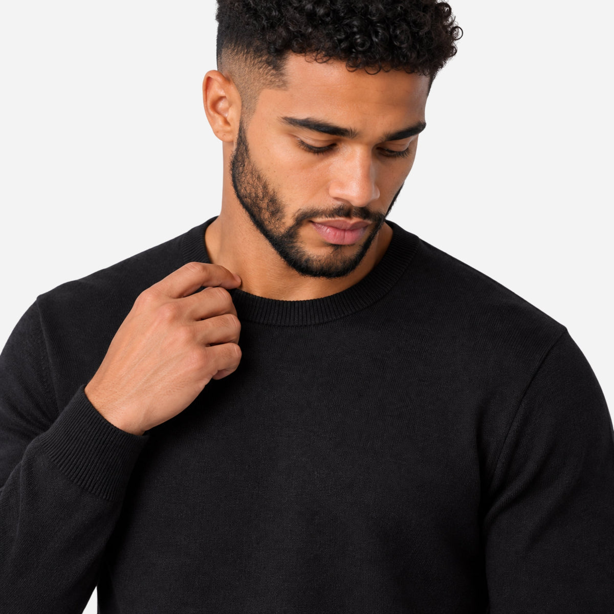 Men’s Plain Crew Neck Knitted Jumper