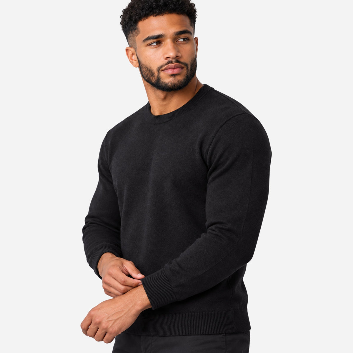 Men’s Plain Crew Neck Knitted Jumper