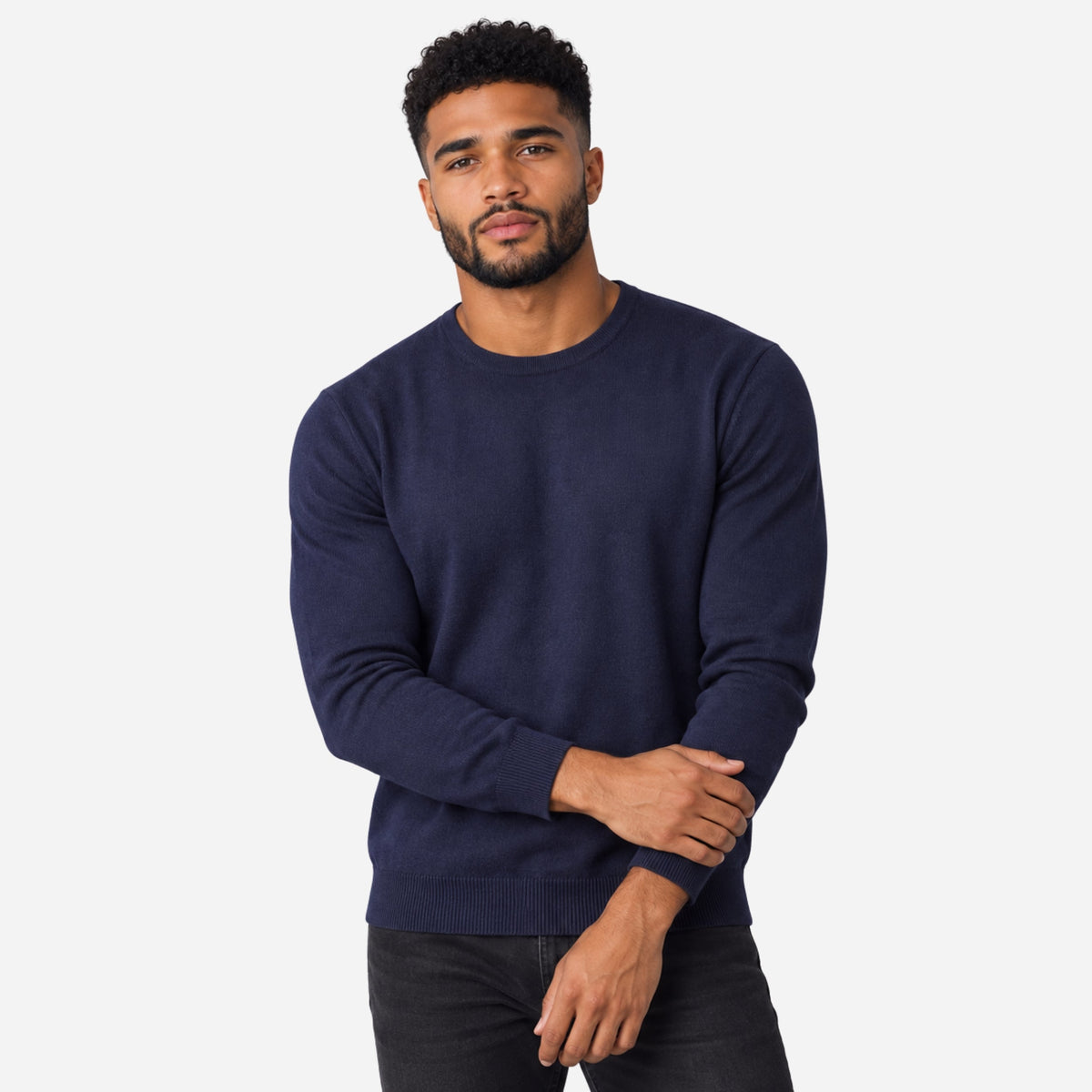 Men’s Plain Crew Neck Knitted Jumper