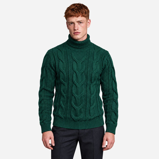 Men’s Cable Knit Turtleneck Jumper
