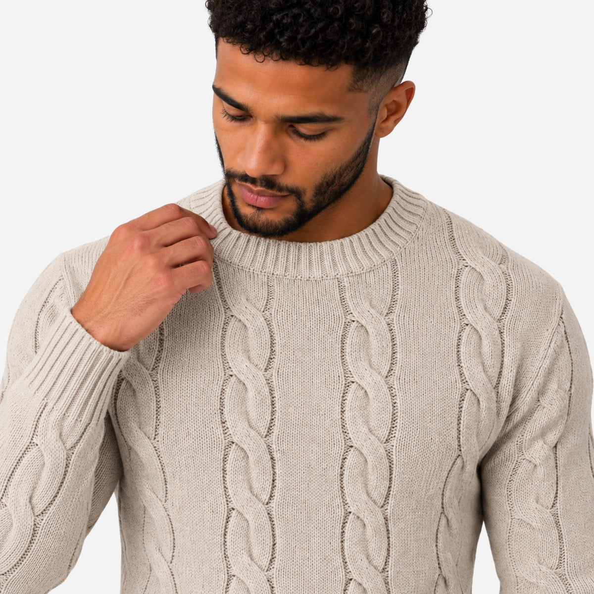 Men’s Cable Knit Crew Neck Jumper