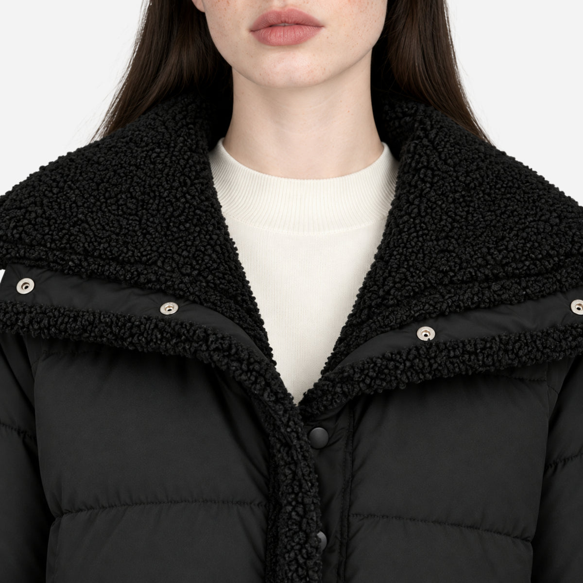Women’s Reversible Plush-Panel Cropped Padded Jacket