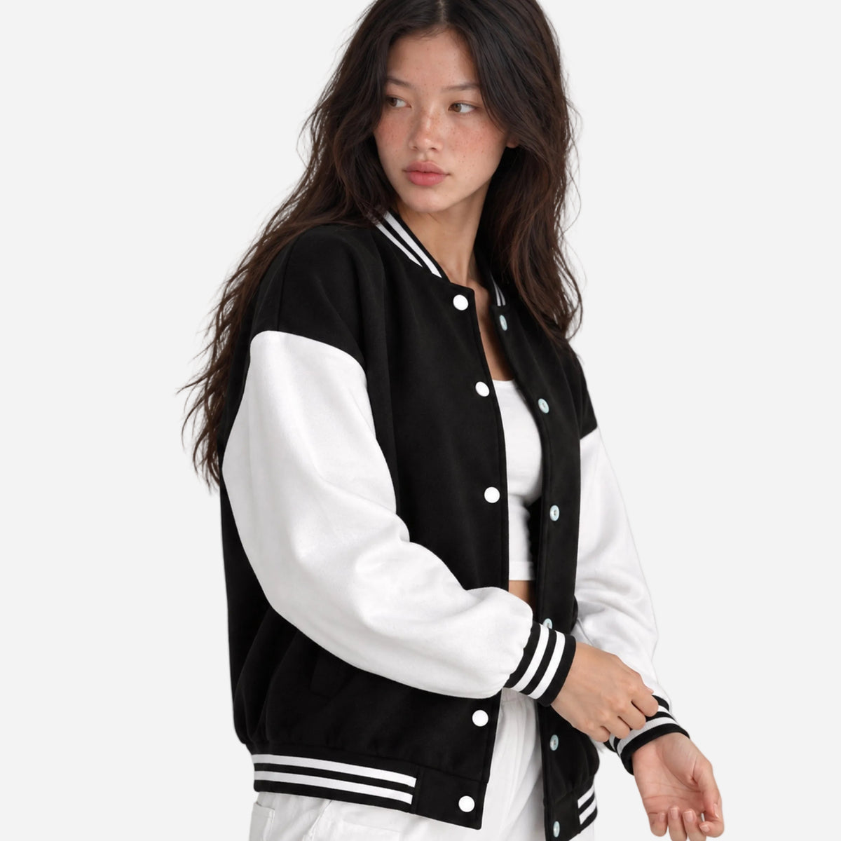 Women's Fleece-Lined Varsity Jacket-Fowsa