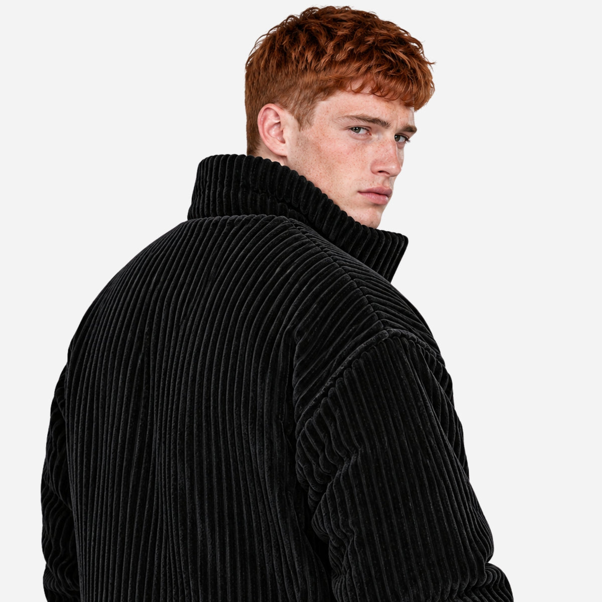 Men’s Ribbed Stand Collar Zip Jacket