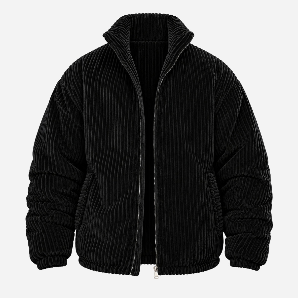 Men’s Ribbed Stand Collar Zip Jacket