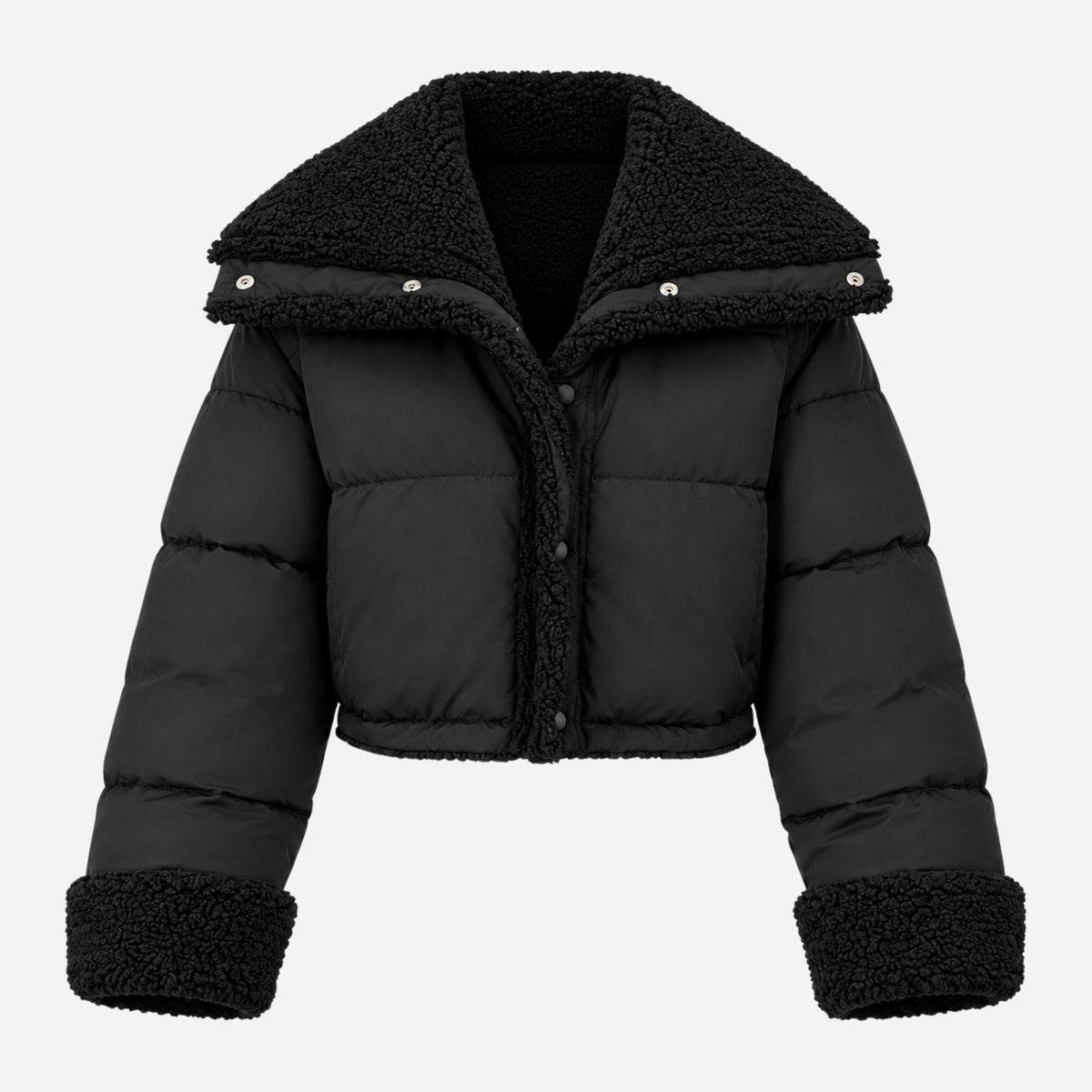 Women’s Reversible Plush-Panel Cropped Padded Jacket