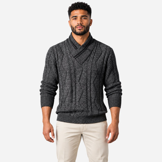 Men’s Cable Knit Shawl Collar Jumper