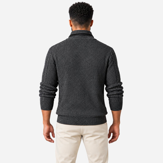 Men’s Cable Knit Shawl Collar Jumper