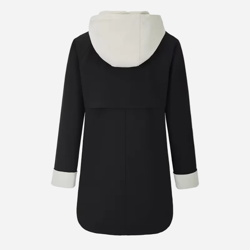Color-Block Hooded Long Coat-Fowsa