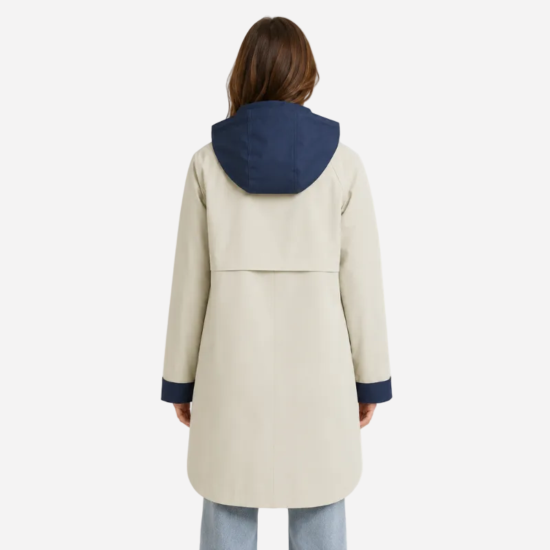 Color-Block Hooded Long Coat-Fowsa