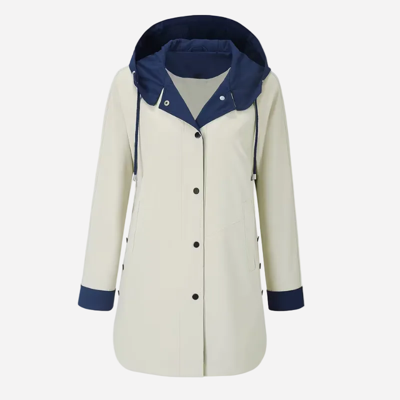 Color-Block Hooded Long Coat-Fowsa