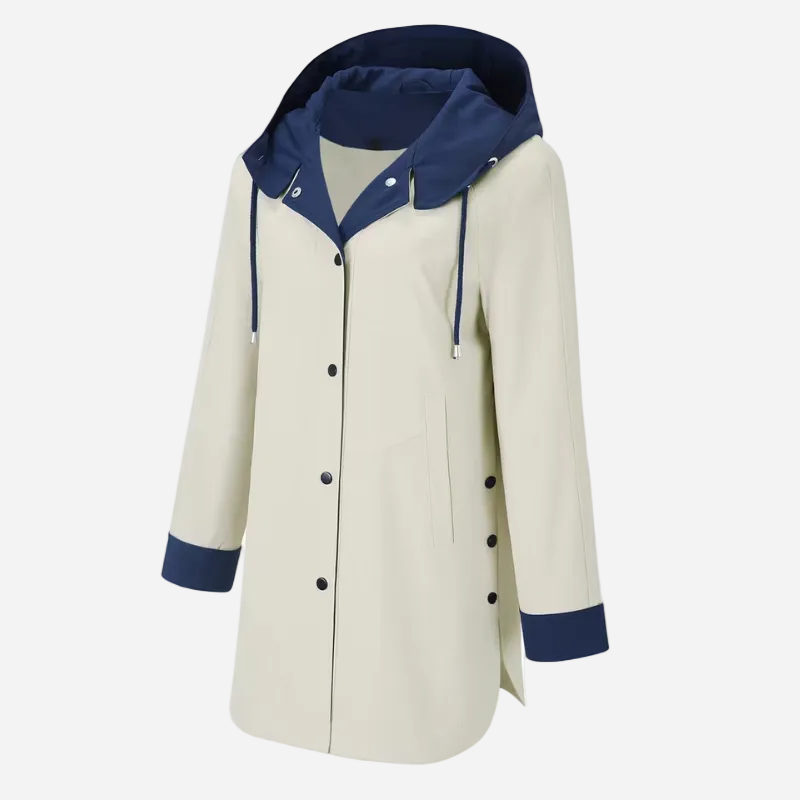 Color-Block Hooded Long Coat-Fowsa