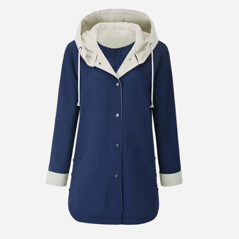 Color-Block Hooded Long Coat-Fowsa