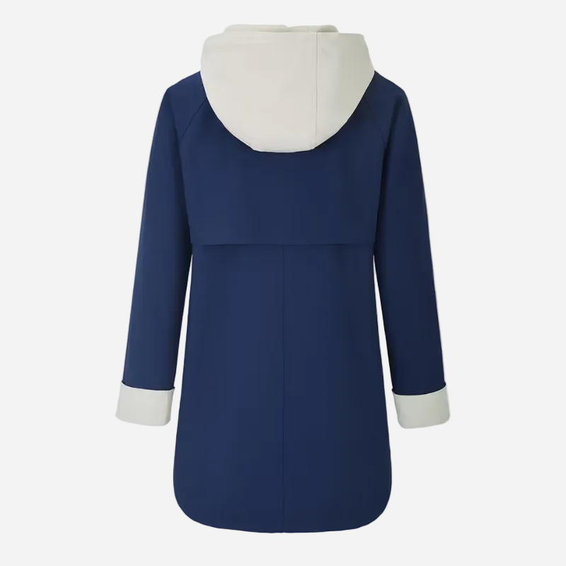Color-Block Hooded Long Coat-Fowsa