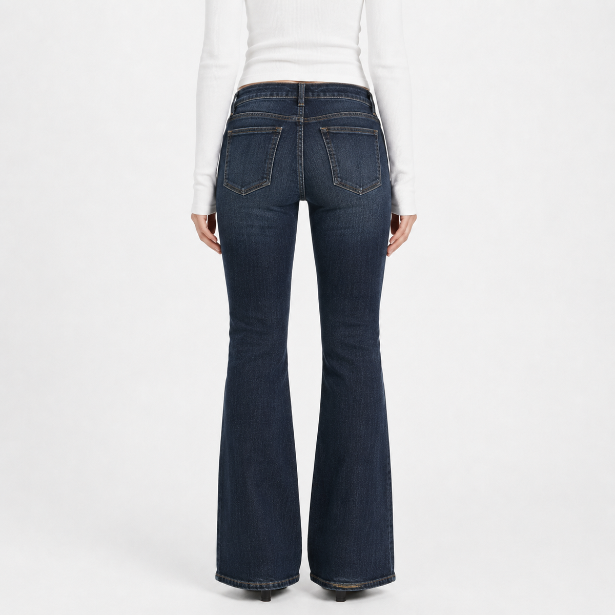 Low-Rise Bootcut Jeans in Dark Blue Wash