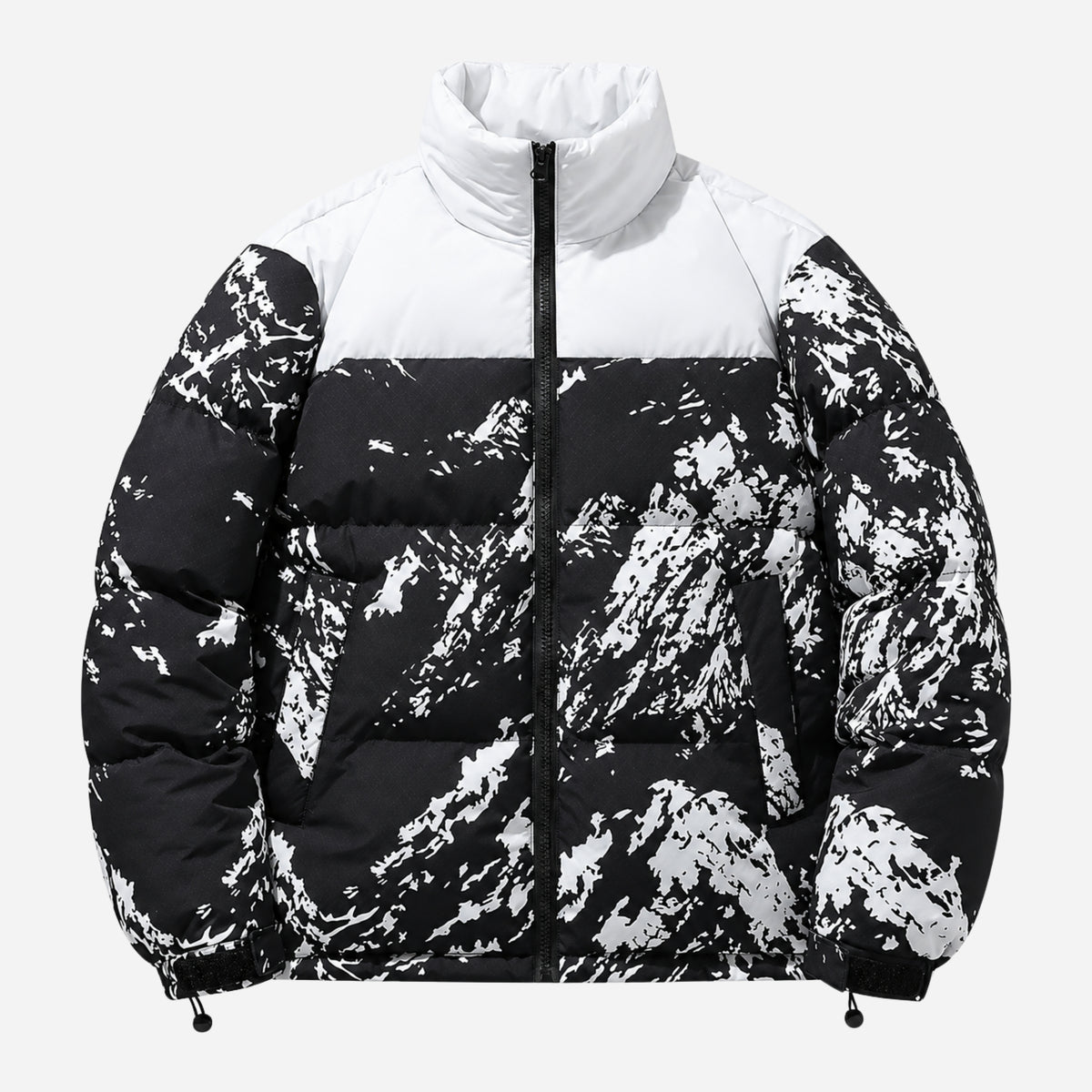 Men’s Abstract-Print High-Collar Puffer Jacket-Fowsa
