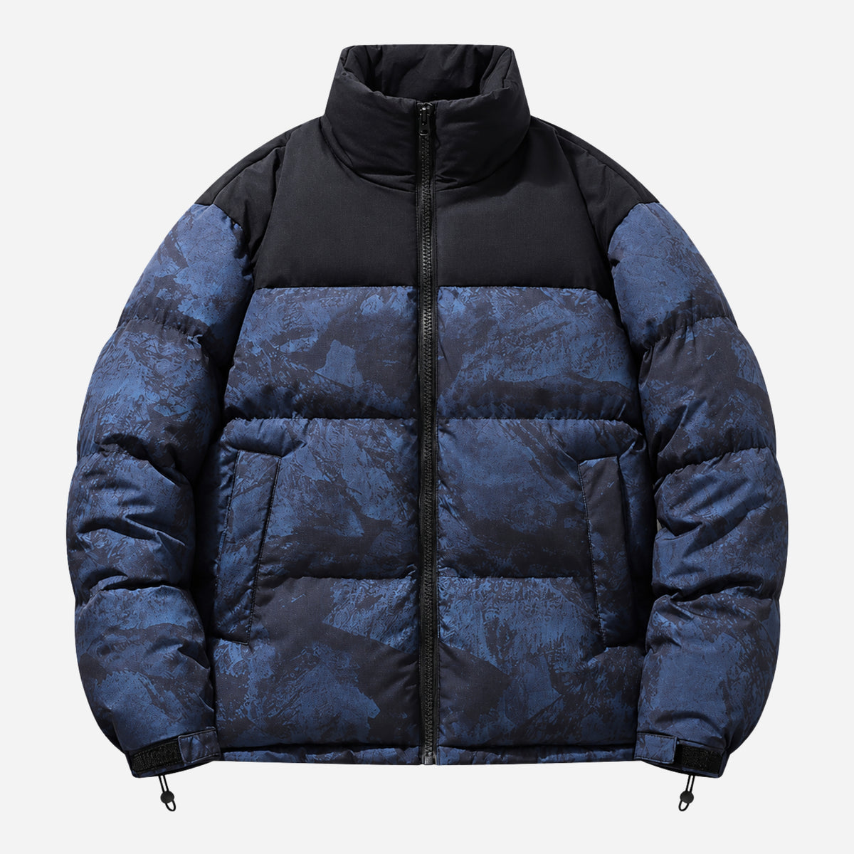 Men’s Abstract-Print High-Collar Puffer Jacket-Fowsa