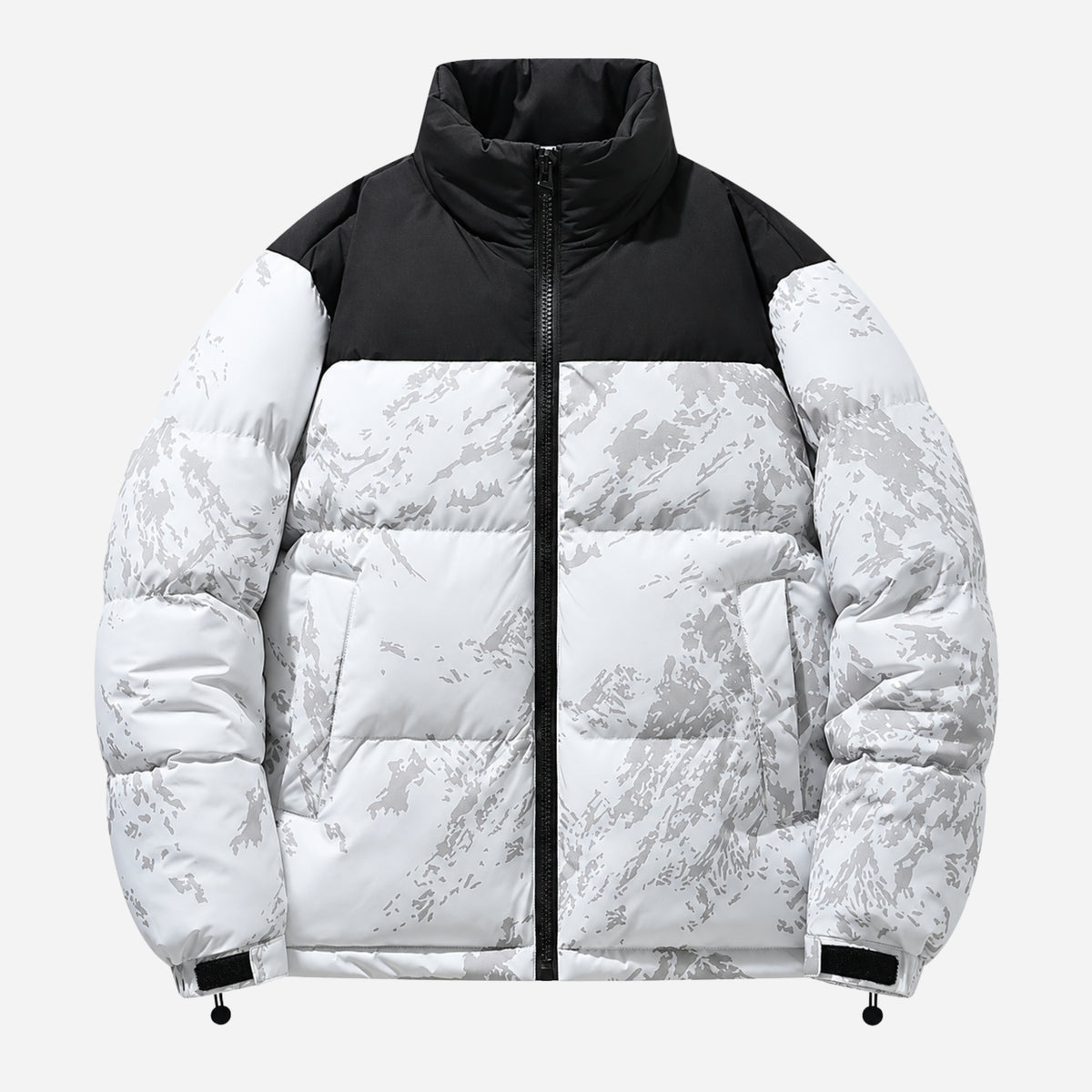 Men’s Abstract-Print High-Collar Puffer Jacket-Fowsa
