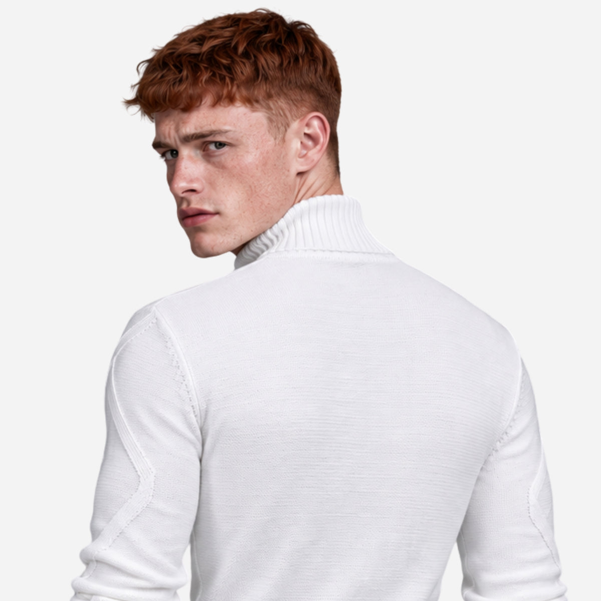Men’s Abstract Raised-Knit Turtleneck Jumper-Fowsa