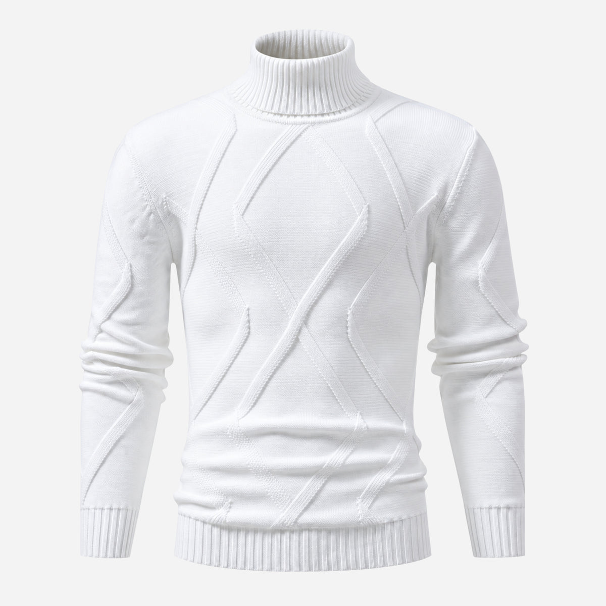 Men’s Abstract Raised-Knit Turtleneck Jumper-Fowsa