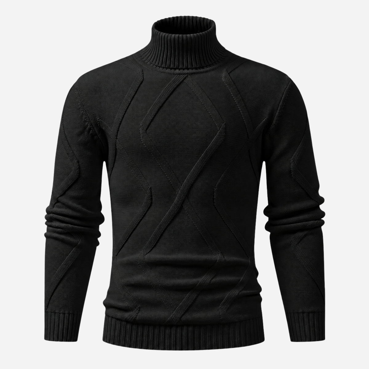 Men’s Abstract Raised-Knit Turtleneck Jumper-Fowsa