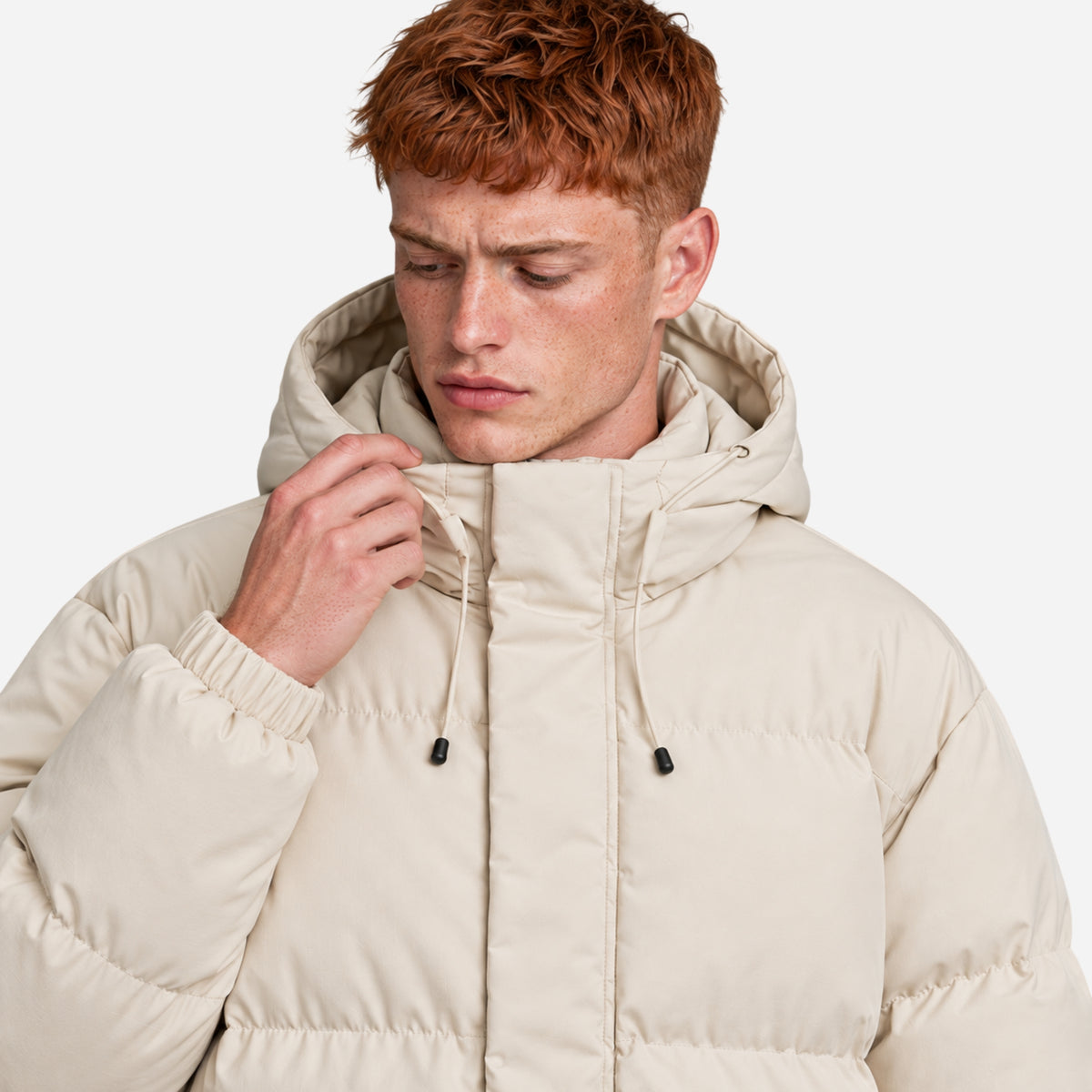 Men’s Adjustable-Hood Storm-Flap Puffer Jacket-Fowsa