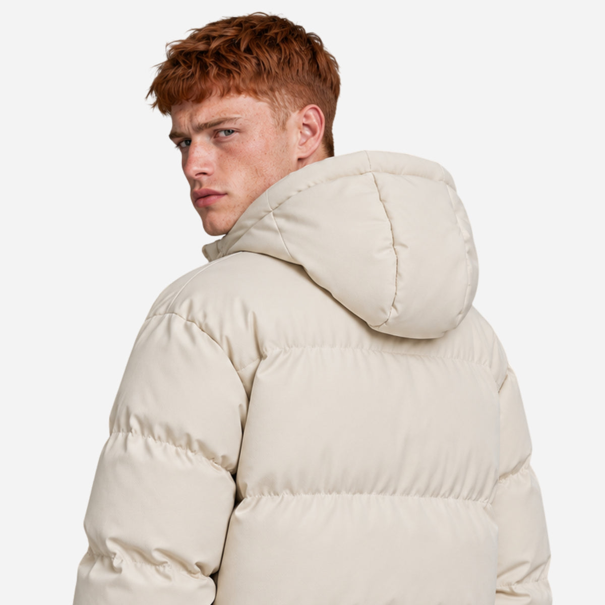 Men’s Adjustable-Hood Storm-Flap Puffer Jacket-Fowsa