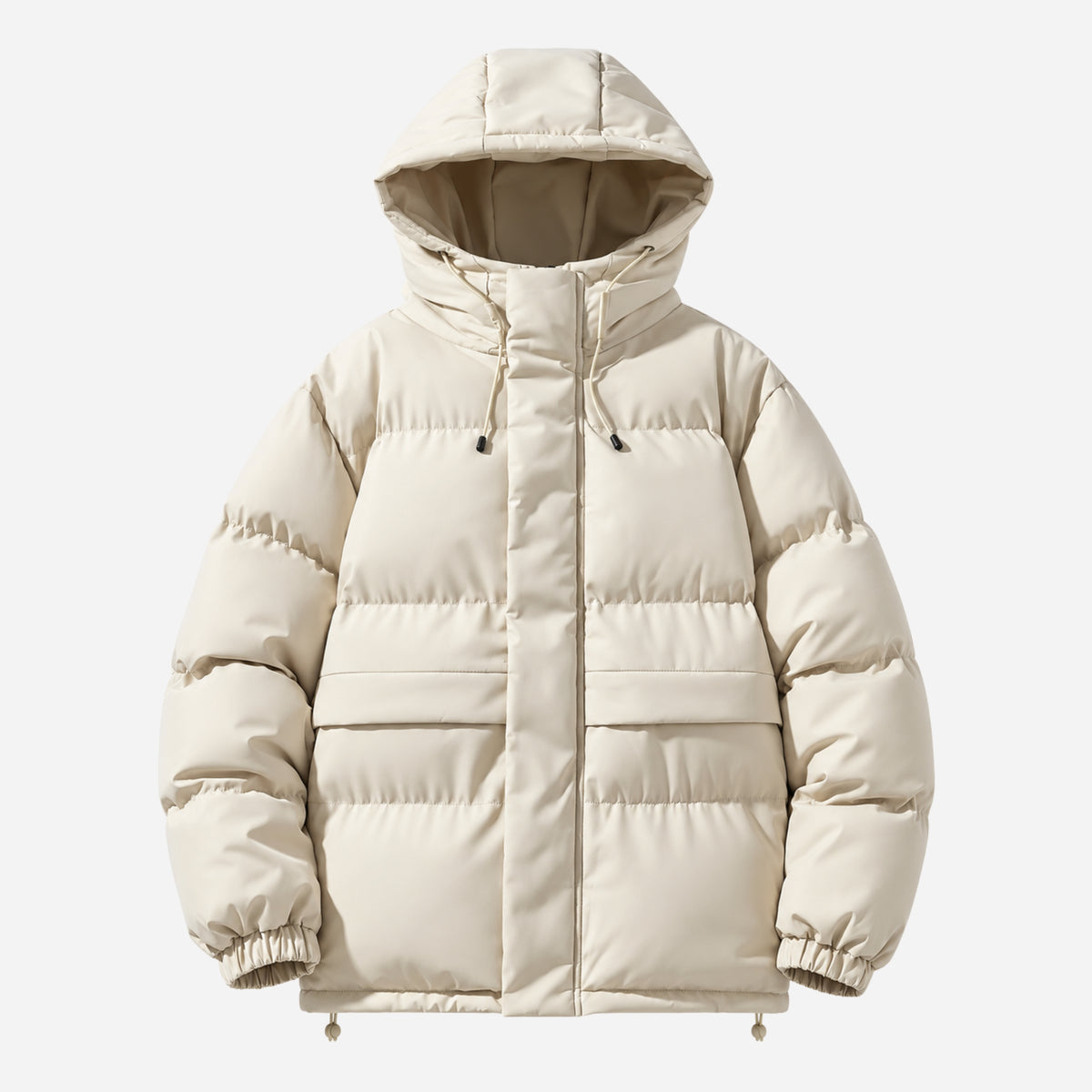 Men’s Adjustable-Hood Storm-Flap Puffer Jacket-Fowsa