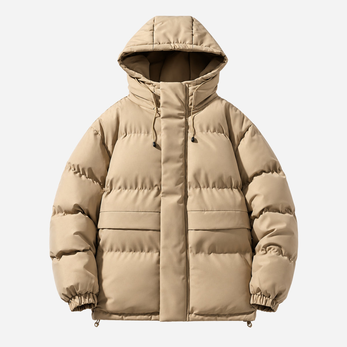 Men’s Adjustable-Hood Storm-Flap Puffer Jacket-Fowsa