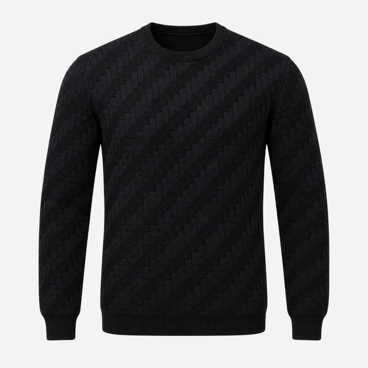 Men’s Basket-Weave Crew-Neck Knitted Jumper-Fowsa
