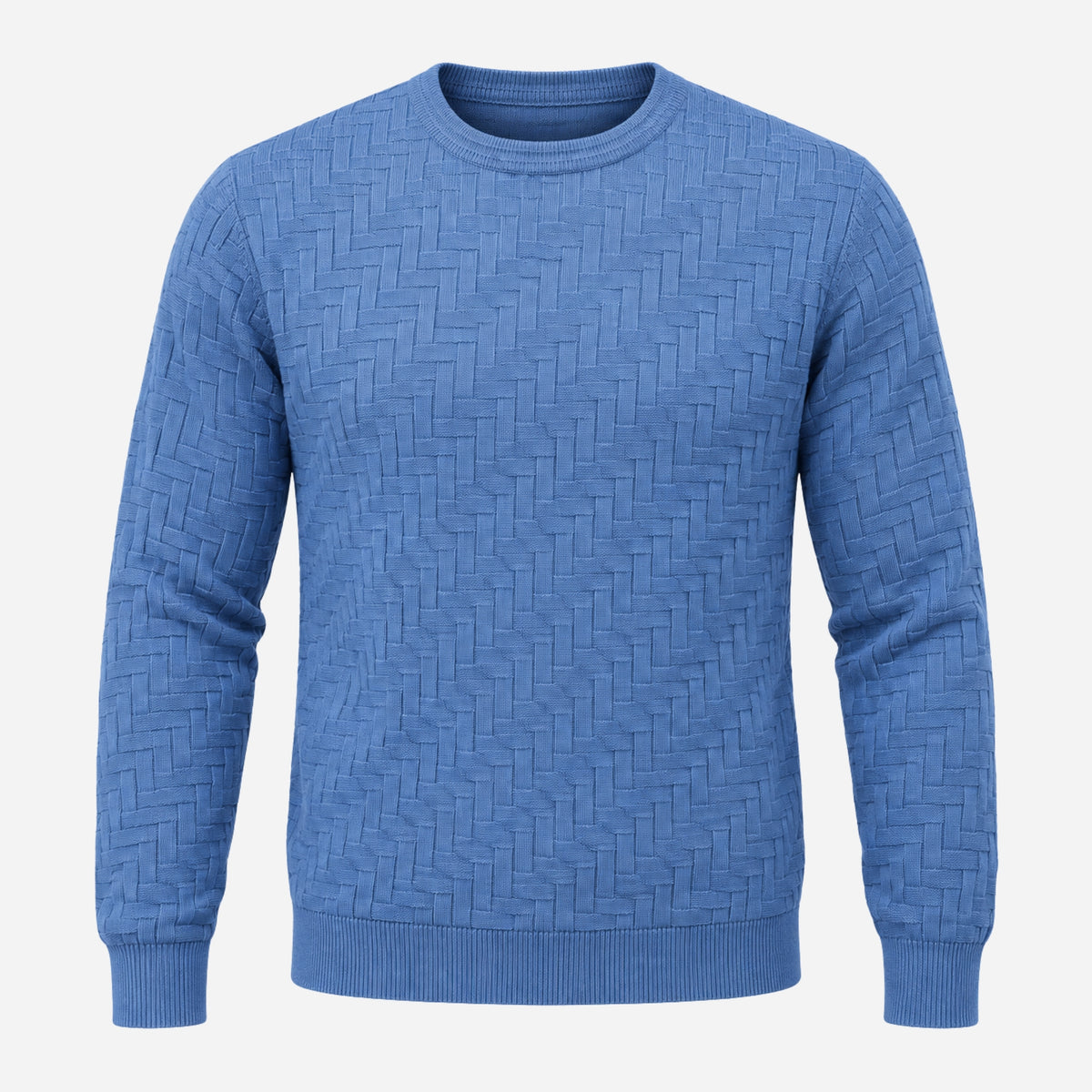 Men’s Basket-Weave Crew-Neck Knitted Jumper-Fowsa