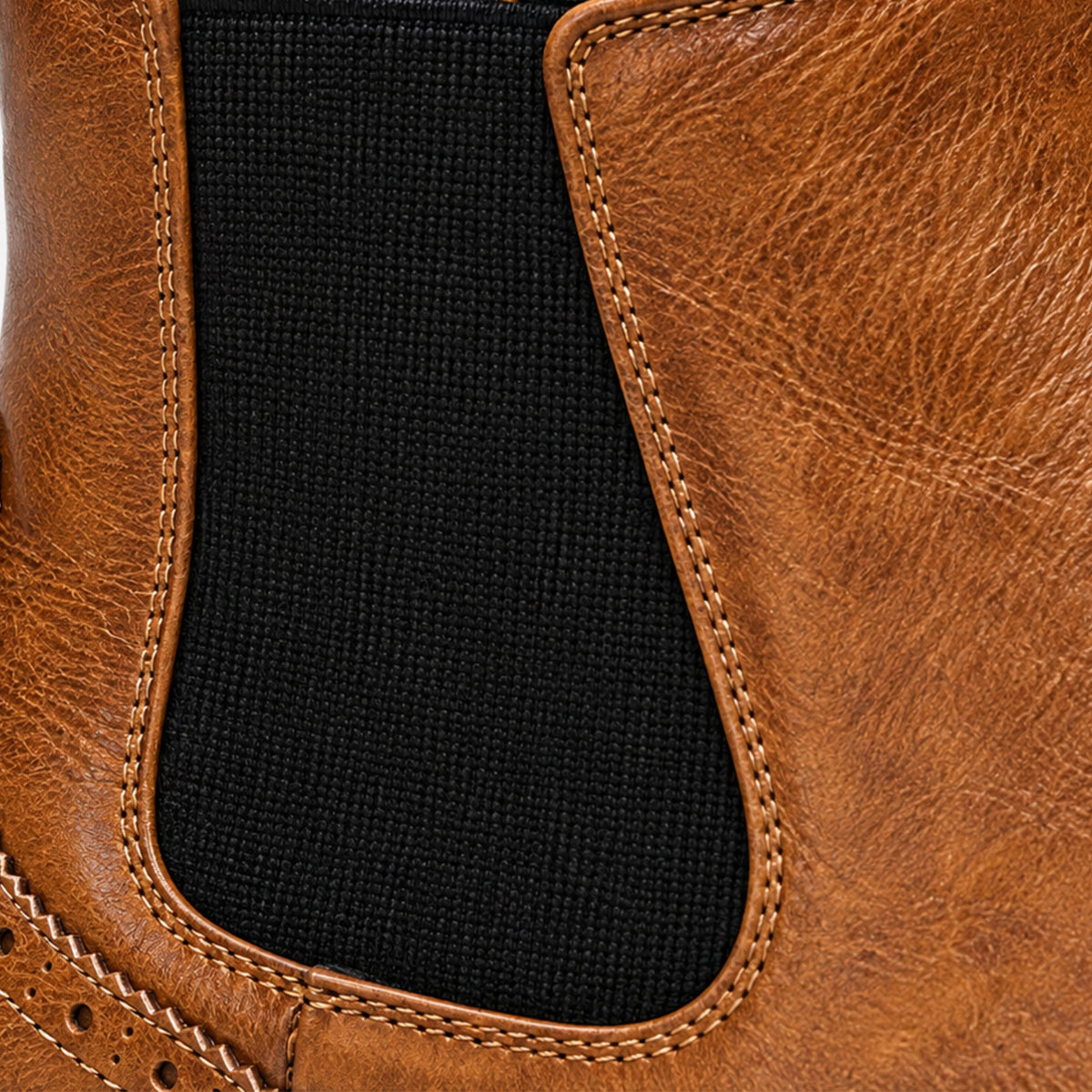 Men's Brogue Detail Chelsea Ankle Boots-Fowsa