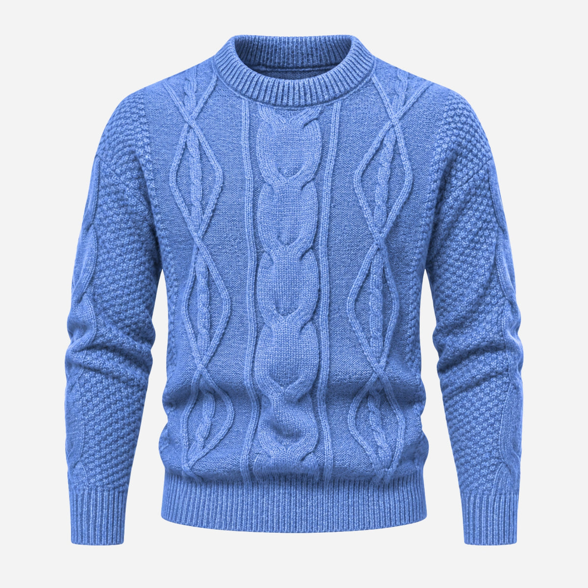 Men’s Cable Knit Mock Neck Jumper-Fowsa