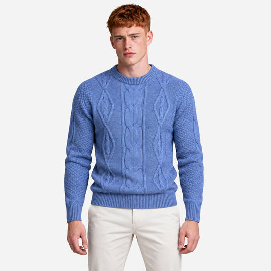 Men’s Cable Knit Mock Neck Jumper-Fowsa